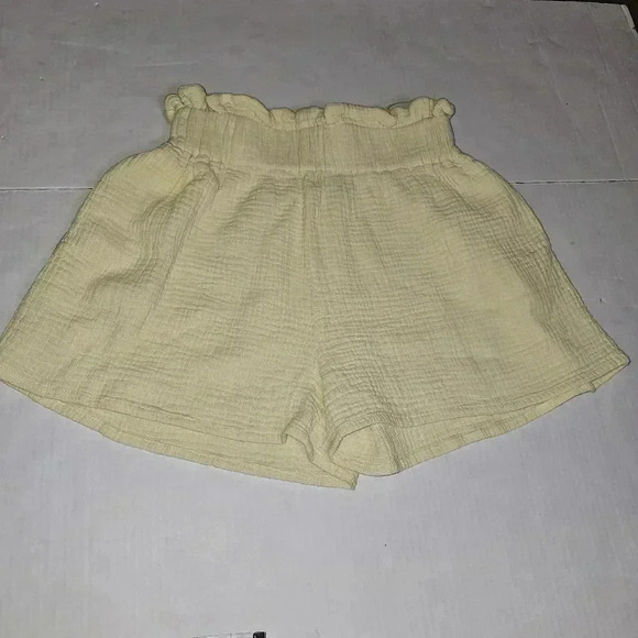 VICI Yellow Paperbag Waist 100% Cotton Womens Shorts‎ Sz Small - Picture 7 of 12